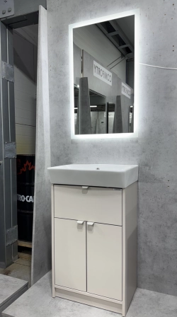 Тумба c раковиной Comforty Руза-50 00-00022855CF напольная серый шелк с ручками серый шелк с раковиной COMFORTY 9055RA-50