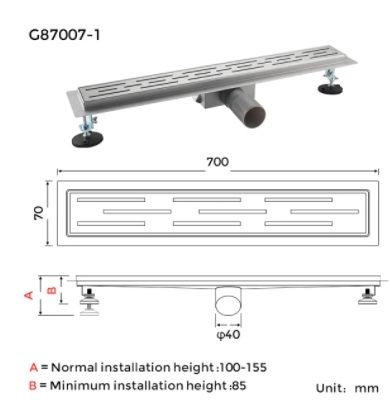 Душевой трап Gappo G88007-1 из нержавеющей стали 80 см