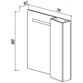 Зеркало шкаф Belux угловое Япония В 80 Ш (шк.слева) с подсветкой