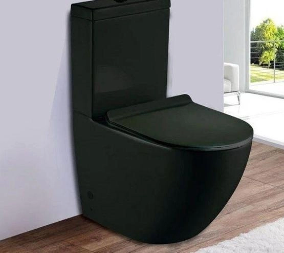Унитаз Ceramalux 2166MB напольный безбодковый с бачком сиденье микролифт, черный матовый