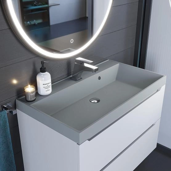 Раковина кварцевая Uperwood Classic Quartz 80 см, серая матовая, платина