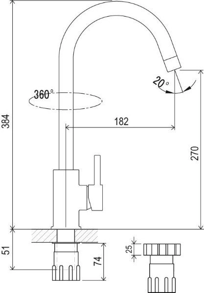 Смеситель Ravak для кухни KM 016.00 X070039
