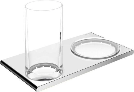 Двойной держатель со стаканом и мыльницей KEUCO Edition 400 11556019000 Матовый/прозрачный/хром