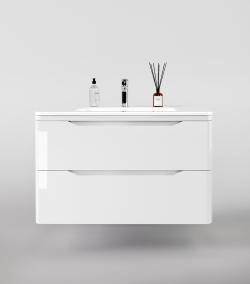 Тумба подвесная Style Line Марелла 90 (2 ящ.) Люкс антискрейтч белый глянец, PLUS