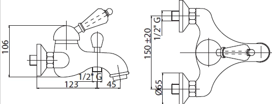 Смеситель CEZARES ELITE-VM-02-M для ванны,бронза