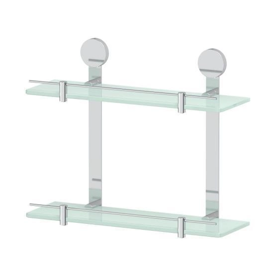 Полка 2-х ярусная 40 cm матовое стекло;  ARTWELLE Harmonie HAR 037 хром