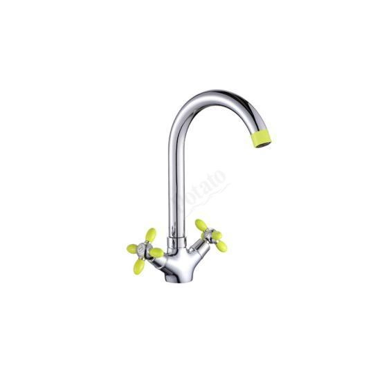 Смеситель Potato Р4471-11 для кухни, зелёный-хром