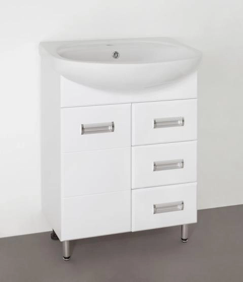 Тумба под раковину Style Line Elfante Ирис 65 (3 ящ.) напольная с ящиками, белая