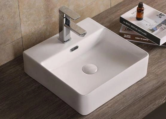 Раковина Cerutti SPA CR7602B накладная, белая, квадратная, под смеситель 420х420х125