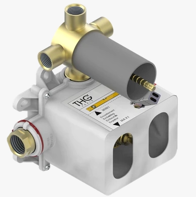 THG Tous Styles скрытая часть термостата с восковым картриджем, с запорным клапаном и 3 выходами, со встроенным ящиком, без подгонки, латунь