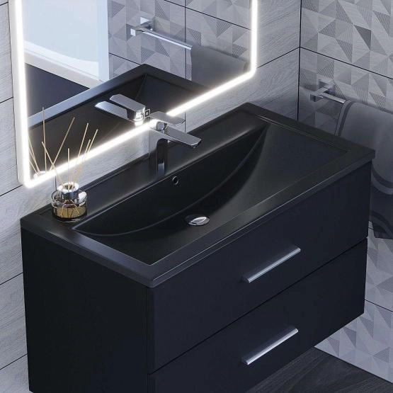 Раковина кварцевая Uperwood Foster Quartz 90 см, черная матовая, космос