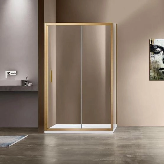 Душевой уголок Vincea Garda VSR-1G9014CLG, 1400*900, брашированное золото, стекло прозрачное