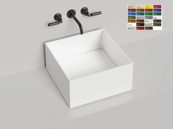 Раковина Salini ARMONIA SQUARE 02 S-Stone покраска RAL матовая 45x45 130522MF накладная