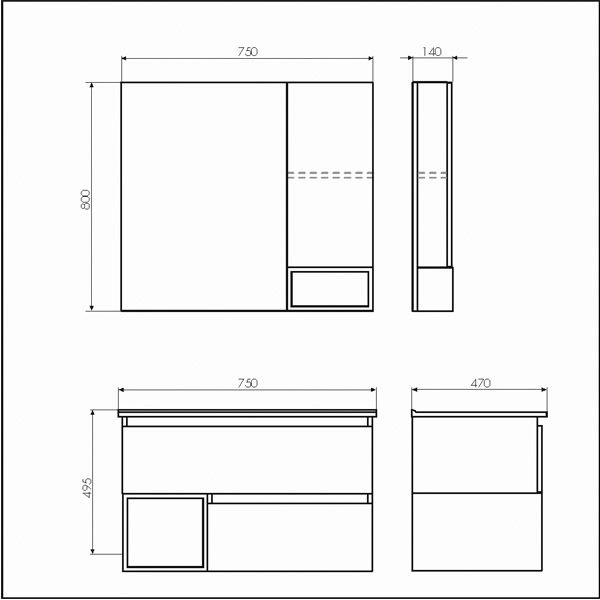 Зеркало шкаф Comforty Турин-75 дуб бежевый