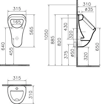 Писсуар Vitra Arkitekt 6202B003-0198 (подвод воды сверху)