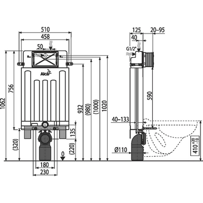 Бачок скрытого монтажа AlcaPlast Alcamodul AM100/1000