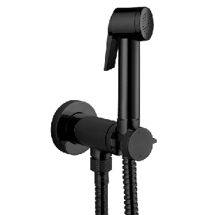 Bossini душ гигиенический: смеситель прогрессивный с лейкой из ABS клапаном подачи ABS Paloma Flat, шланг Lux 1250 мм, цвет черный матовый