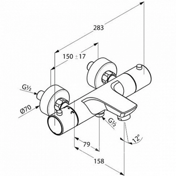 Смеситель Kludi Objekta 352010538 для ванны термостат