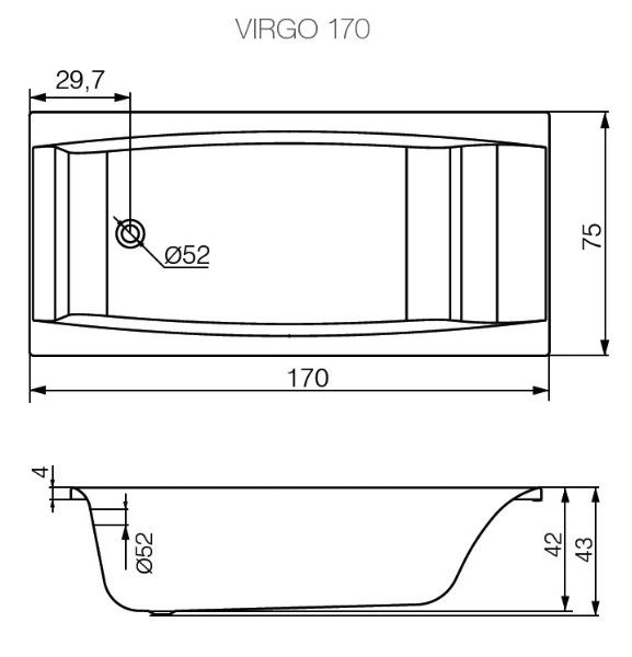Ванна Cersanit Virgo 170x75 см