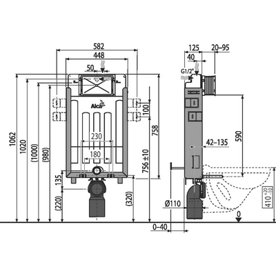 Бачок скрытого монтажа AlcaPlast Renovmodul AM115/1000