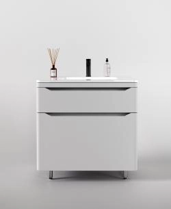 Тумба напольная Style Line Марелла 80 (2 ящ.) Люкс антискрейтч белый матовый, PLUS