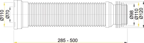 Гофра Alcaplast A97 фановая труба для унитаза, гибкая