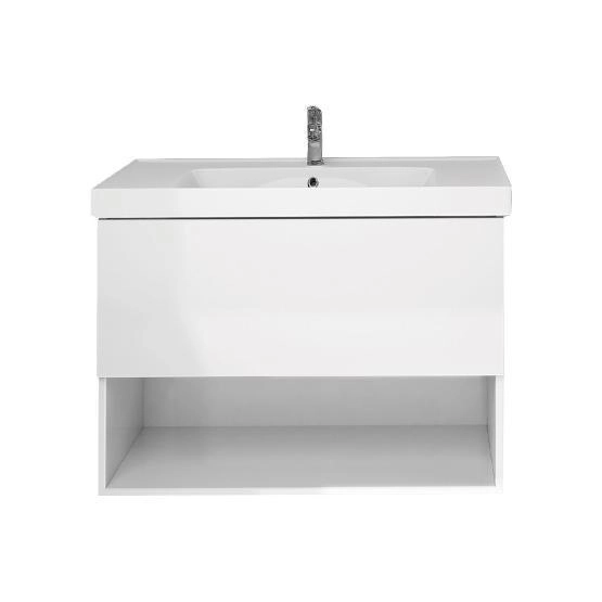 Тумба под раковину Dreja PERFECTO 60 см, подвесная, 1 ящик, push-to-open, белый глянец 99.0806