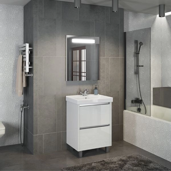 Тумба с раковиной Comforty Дублин-60 белый глянец