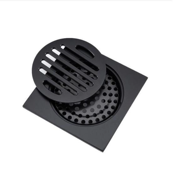 Душевой трап Gappo G81053-6 чёрный 100x100мм