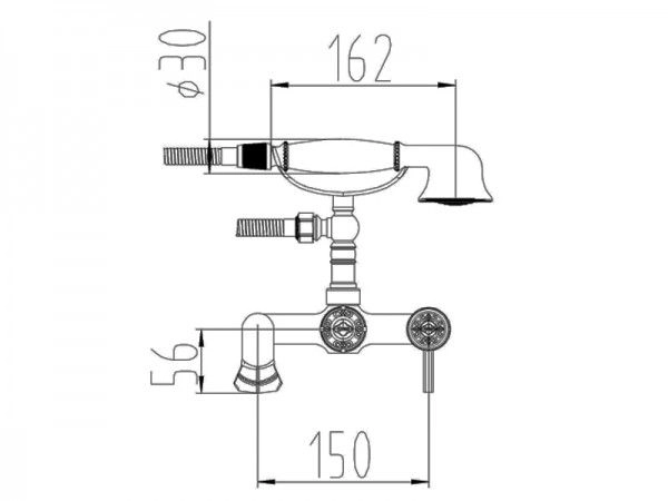Смеситель для ванны Zorg Antic (A 200W-SL) серебро