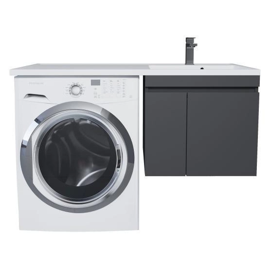 Тумба под стиральную машину Uperwood Magenta, 60 см, подвесная, черный матовый, с дверцами