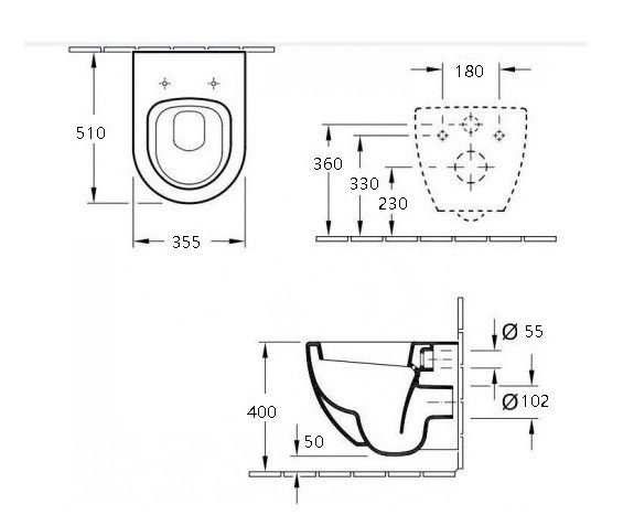 Унитаз подвесной ESBANO AZUL черный матовый безободковый подвесной 520x360x285