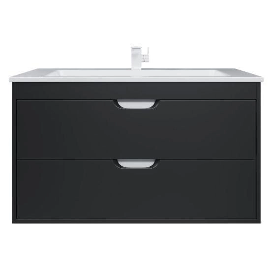 Тумба с раковиной для ванной Uperwood Modul 100 см, подвесная, матовая, черная