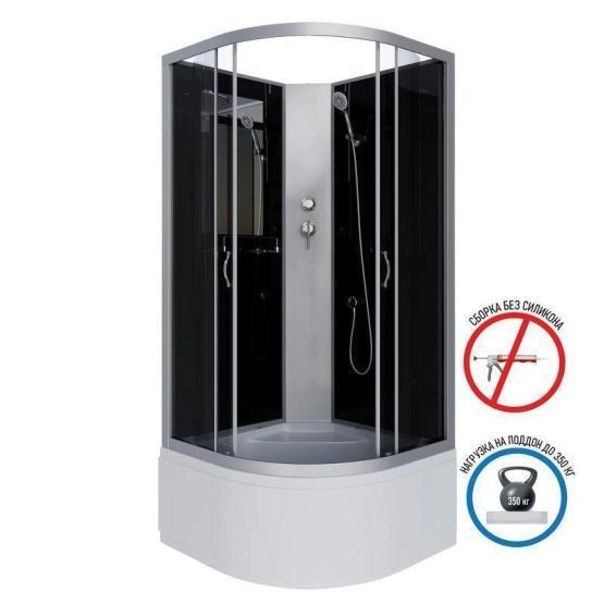 Душевая кабина Niagara NG-2507-14BK 800х800х2000 высокий поддон 40см стекло тонированное