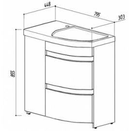 Тумба Belux Япония Н 80-02 напольная под умывальник Япония 800 Правая