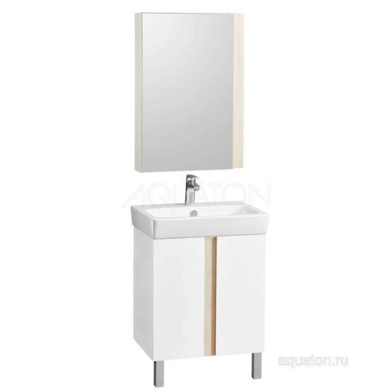 Тумба под раковину AQUATON Кантри 60 белый, дуб верона 1A257401AHB20