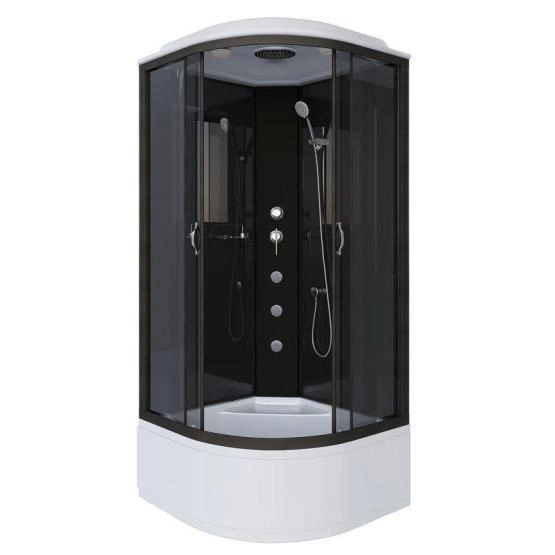 Душевая кабина Niagara NG-6508-14G 900х900х2150 высокий поддон 40см стекло тонированное алюм черный