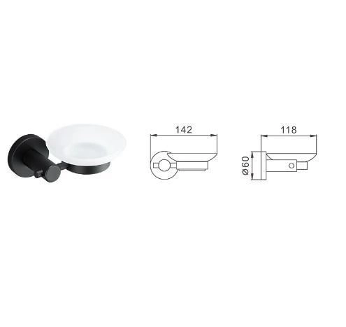 F30202  Мыльница Frap чёрный стекло