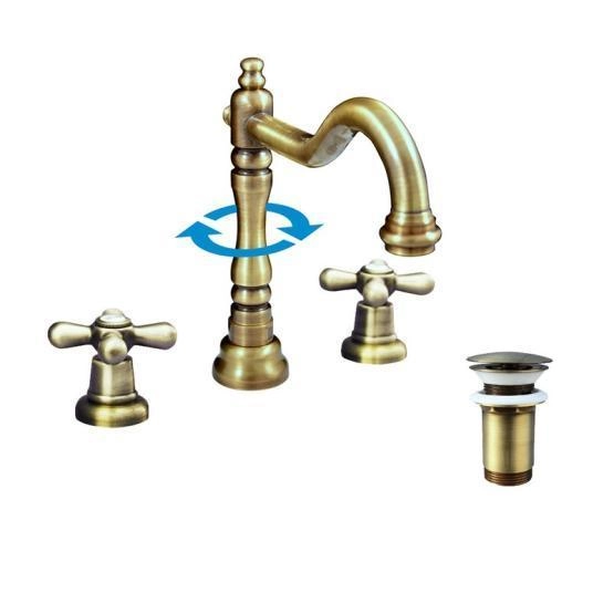 Смеситель Rav Slezak MORAVA RETRO MK132.5SM для раковины, цвет Бронза слив click-claсk