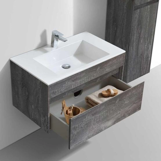 Тумба под раковину Vincea Chiara 800 подвесная, 1 выкатной ящик soft-close, G.Stone