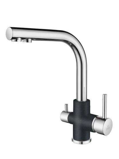 Смеситель для кухни Paulmark ESSEN, черный металлик-хром, 213011-BLMCR