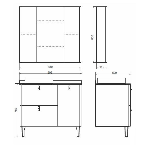Зеркало шкаф Comforty Сорренто-90 светло-серый