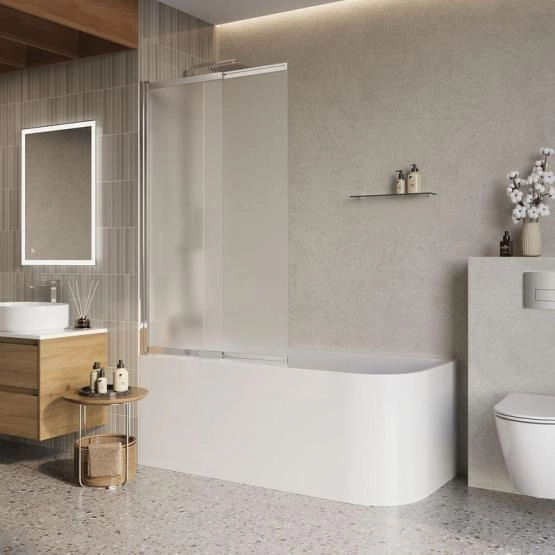 Шторка на ванну BelBagno LUCE 90 матовое стекло 6 мм профиль хром LUCE-VF-11-90/145-P-Cr