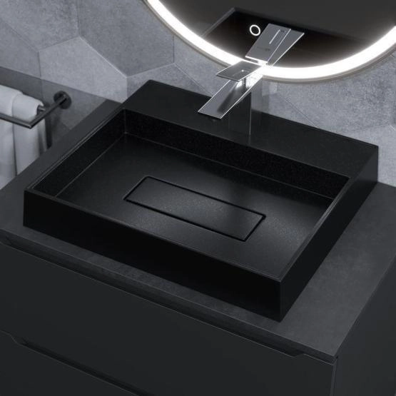 Раковина накладная кварцевая Uperwood Tanos Quartz 50 см, прямоугольная, космос матовая