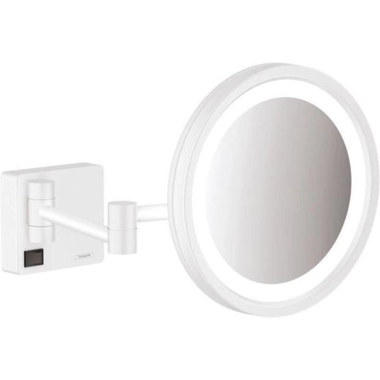 Косметическое зеркало Hansgrohe 41790700 AddStoris D160 мм, х3, с LED подсветкой, 220V матовый белый