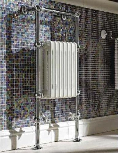 Sbordoni полотенцесушитель напольный H955xL500 мм, с центральным элементом из алюминия цвет белый, цвет фурнитуры хром