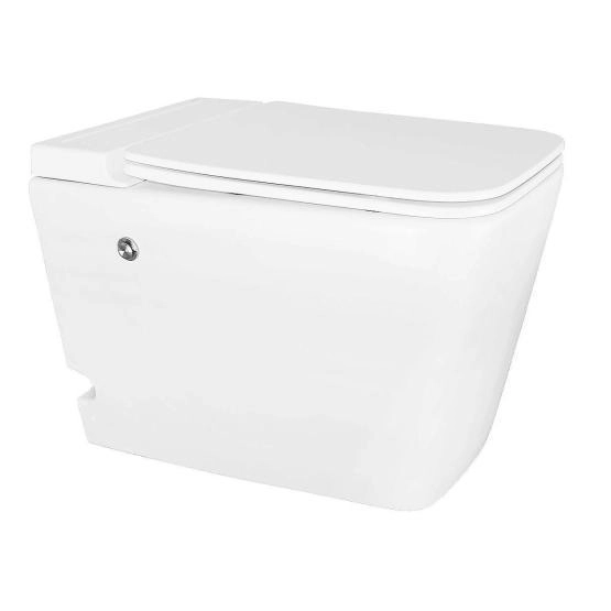 Унитаз импульсный Azario AZ-101 квадратный 360х590х440 напольный, быстросъемное сиденье микролифт