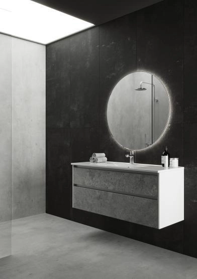 Тумба SANVIT Кубэ-2 ЛОФТ 100 подвесная Бетон Урбан Грей/белый гл. без раковины