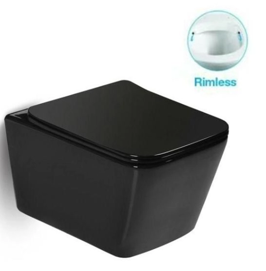 Унитаз подвесной SantiLine SL-5004MB безободковый, черный матовый сиденье микролифт