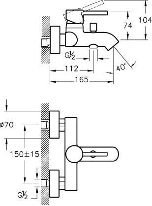 Cмеситель Vitra Minimax S для ванны A41994EXP